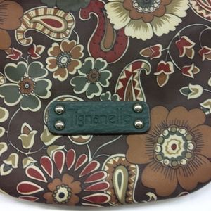 Tignanello Crossbody Green Brown Print 7 1/2"